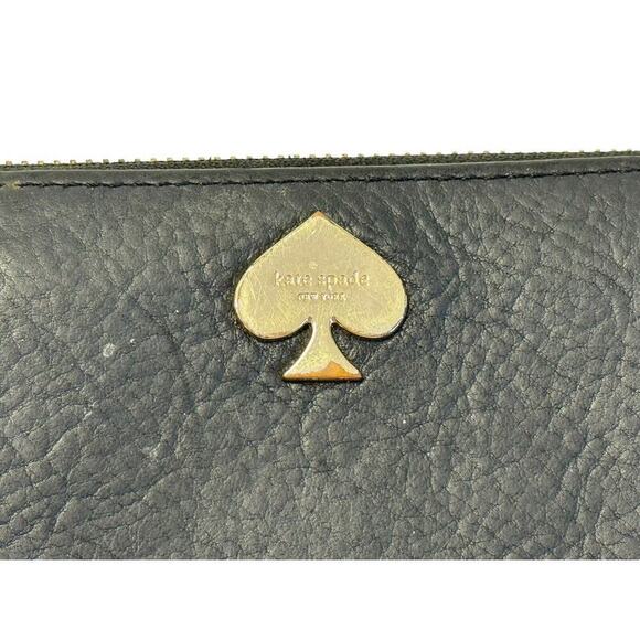 Vtg KATE SPADE New York Black Genuine Pebbled Leather Zip Around Wallet Clutch - Picture 4 of 12